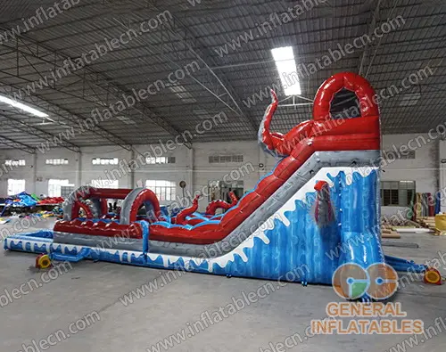 GWS-333 Inflatable octopus water slide n slip with pool