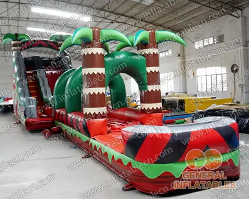 GWS-334 Inflatable palm tree water slide n slip with pool