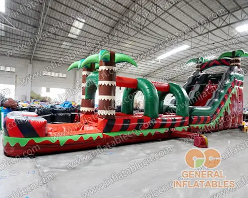 GWS-334 Inflatable palm tree water slide n slip with pool