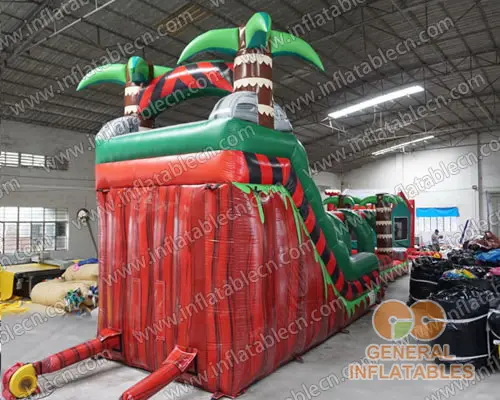 GWS-334 Inflatable palm tree water slide n slip with pool