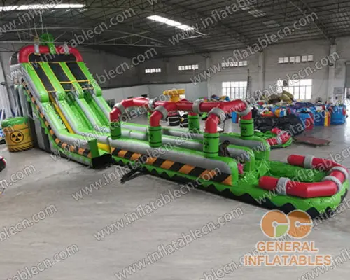 GWS-335 Inflatable Toxic nuclear dual water slide n slip with pool