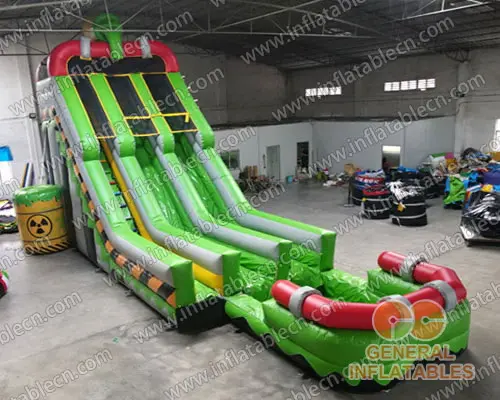 GWS-335 Inflatable Toxic nuclear dual water slide n slip with pool