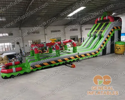 GWS-335 Inflatable Toxic nuclear dual water slide n slip with pool