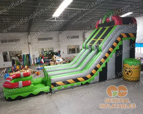 GWS-335 Inflatable Toxic Nuclear Dual Wasser Rutsche und Slip mit Pool