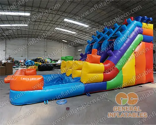 GWS-377 16 Ft H Gebäude Blöcke Wasser Rutsche Dual Lane Inflatables Zu Verkaufen