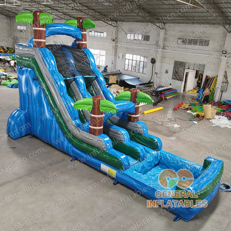 GWS-425 Palm tree blue water slide 18ftH/5.5mH