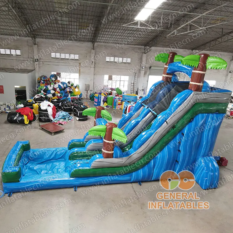 GWS-425 Palm tree blue water slide 18ftH/5.5mH