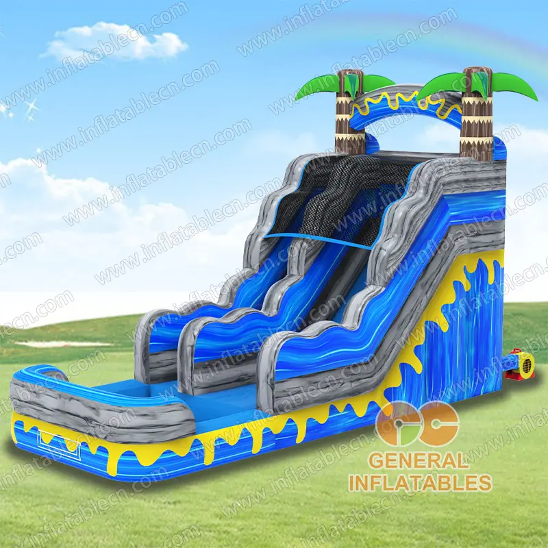 GWS-433 17ftH Blue marble palm tree water slide